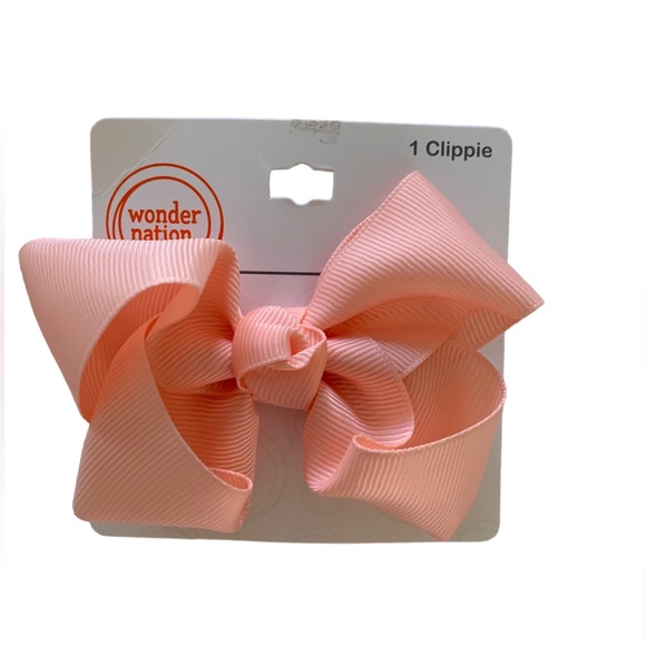 2/$12 NWT Wonder Nation Grosgrain Hairbow Clip Light Orange Peach Girls - Picture 1 of 6